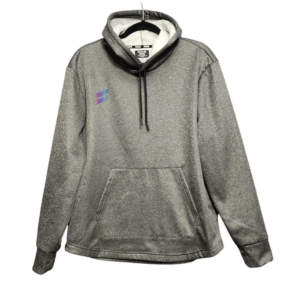 Hurley NWOT Mens Hoodie Heather Gray Iridescent Logo Skater Pullover M